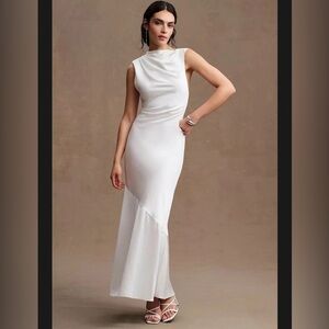 Anthropologie Significant Other Lana Cowl-Neck Tie-Back Satin Dress 8 Black NWT